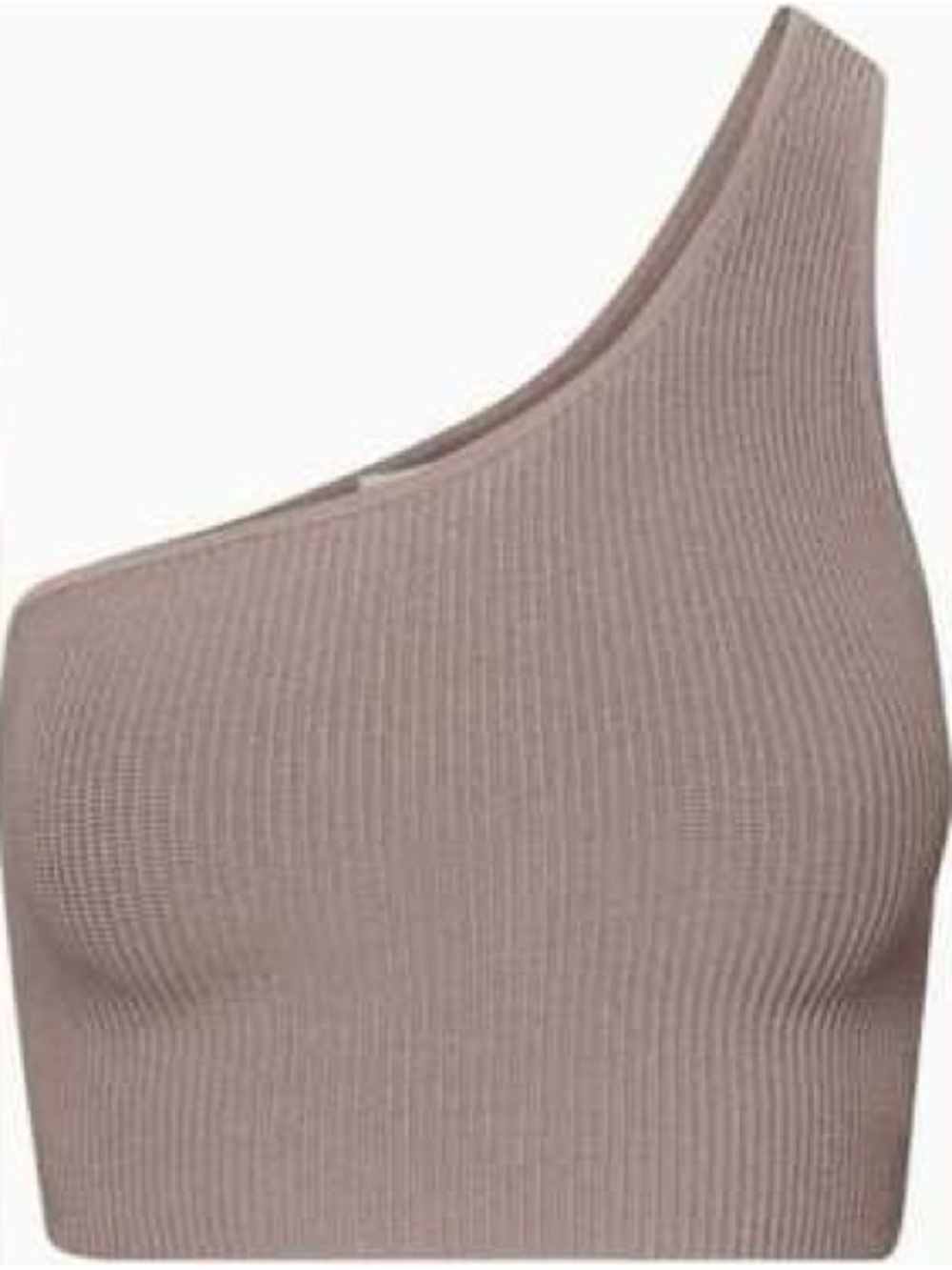 ARITZIA: Sculpt Knit One-Shoulder Ribbed Crop Top in Taupe